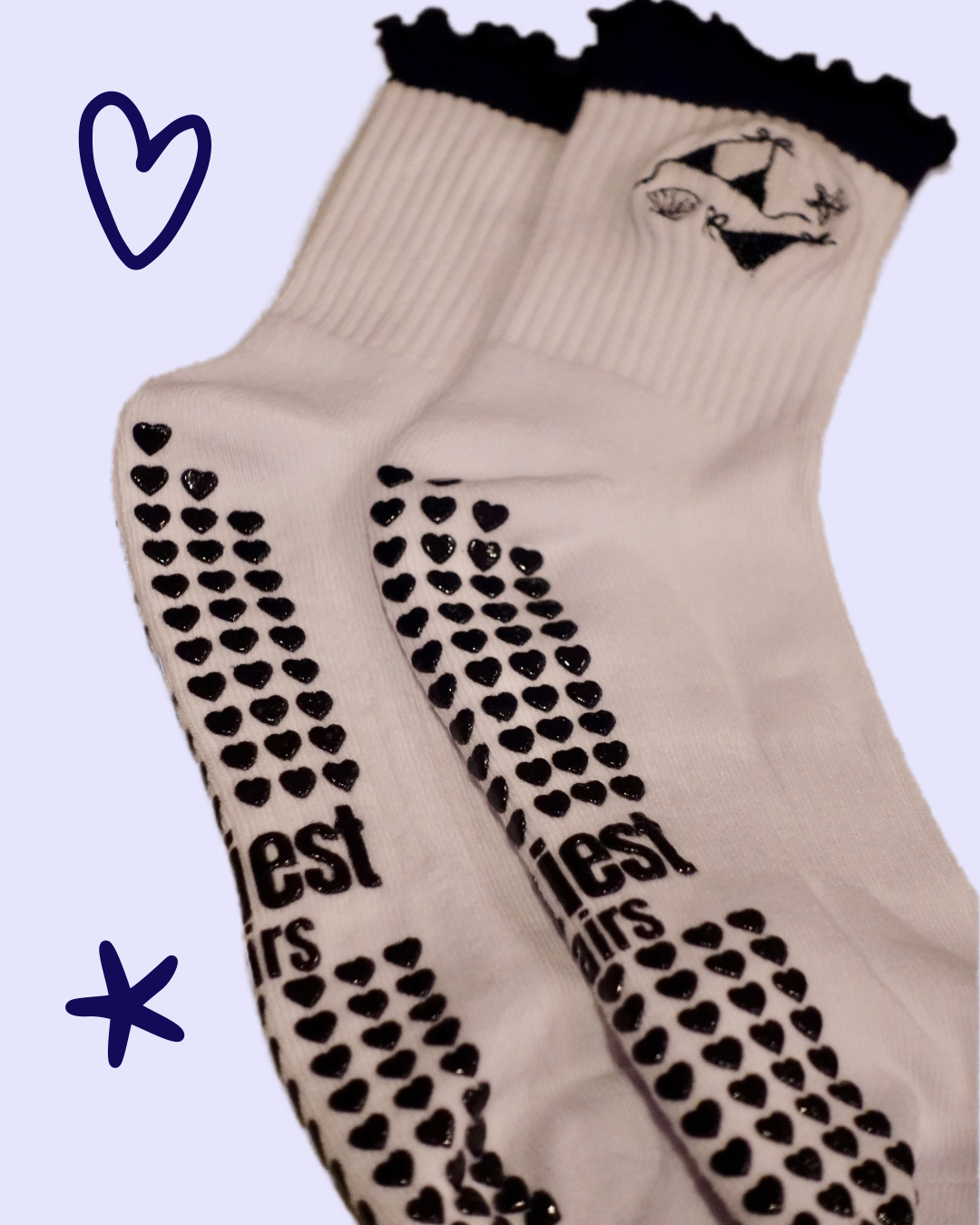 Navy Bikini Grip Socks