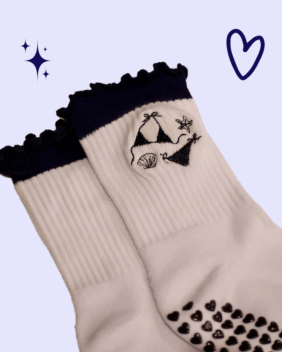 Navy Bikini Grip Socks