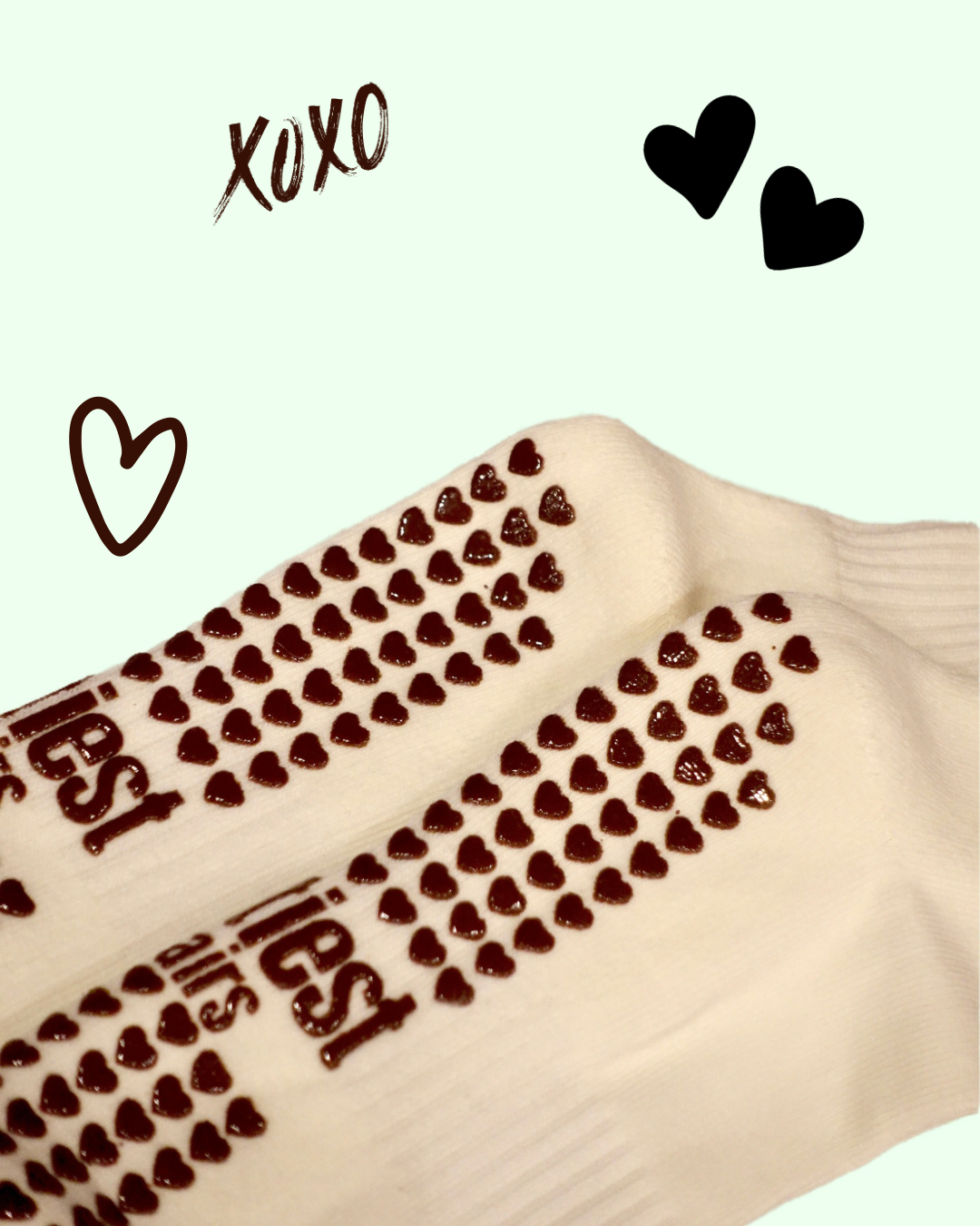 Brown Ruffled Teddy Bear Grip Sock