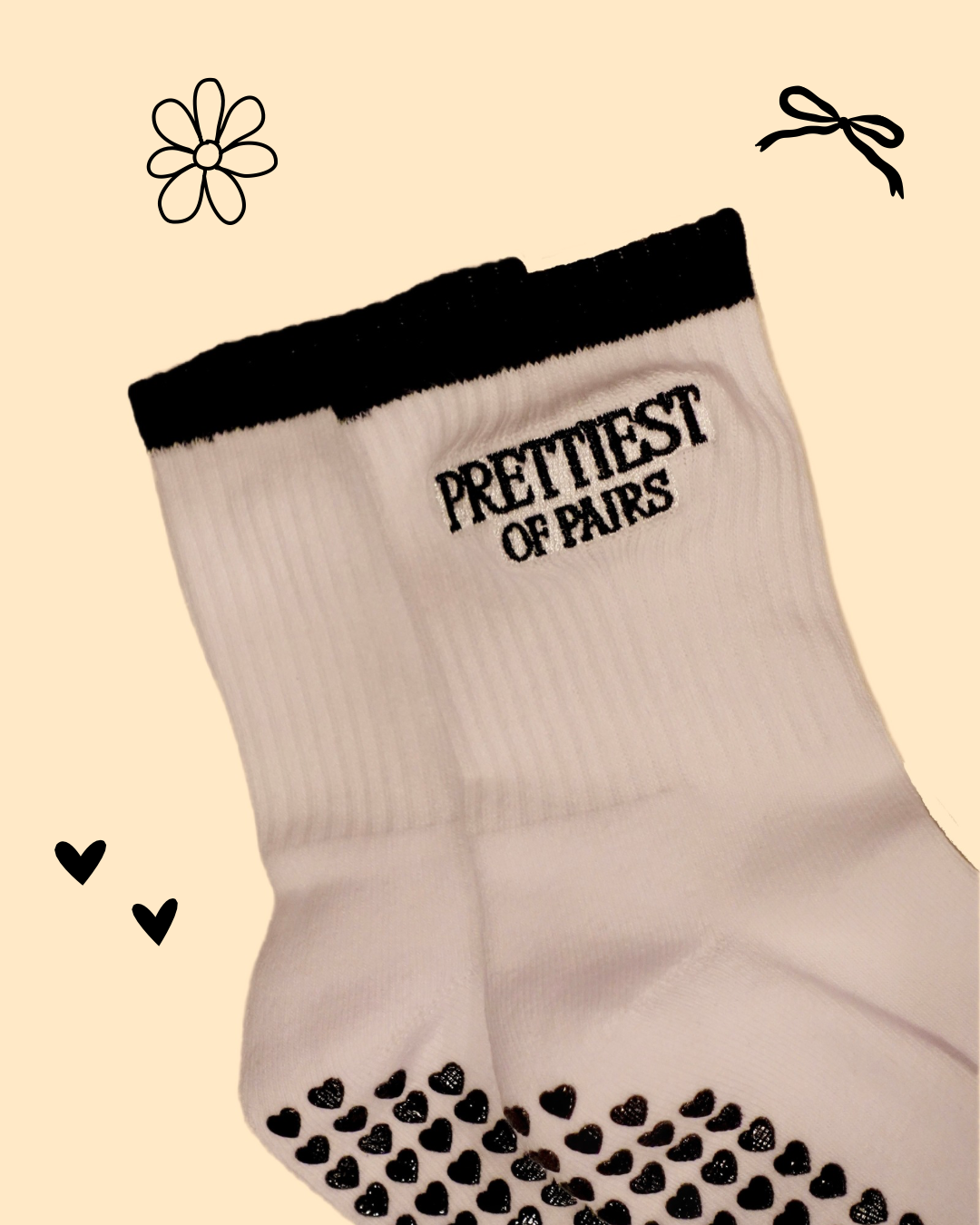 Prettiest of Pairs Black Logo Grip Sock