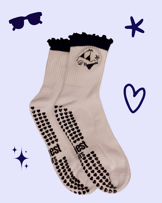 Navy Bikini Grip Socks