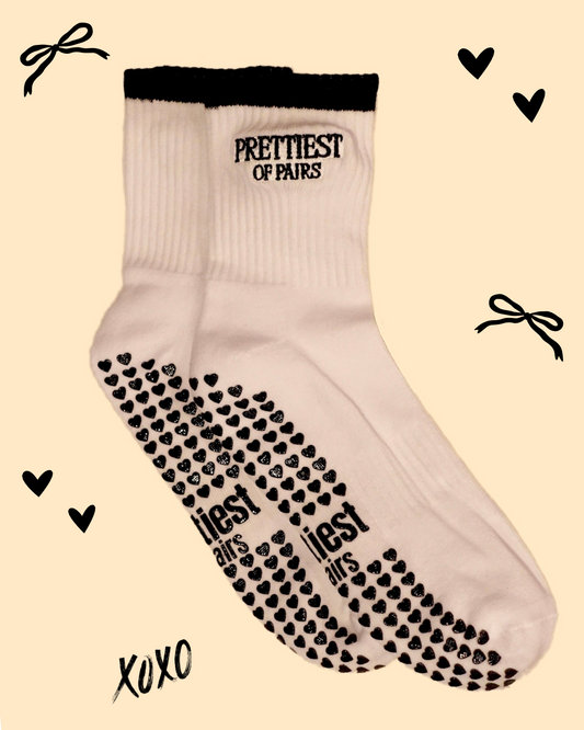 Prettiest of Pairs Black Logo Grip Sock